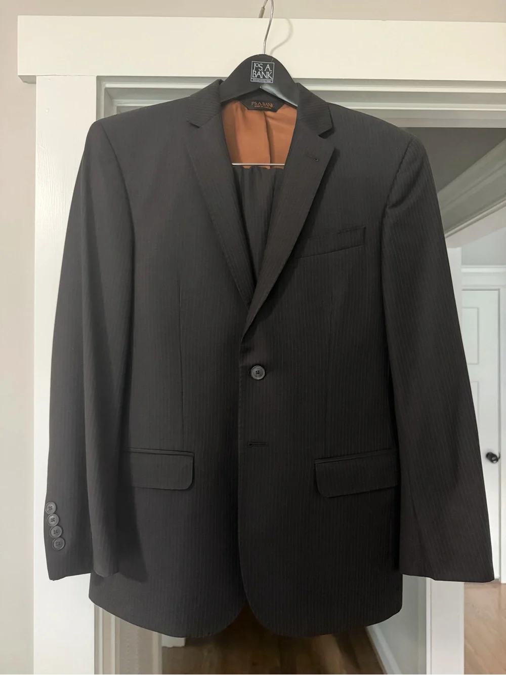Joseph A Black Pinstripe Two-Button Suit Jacket
